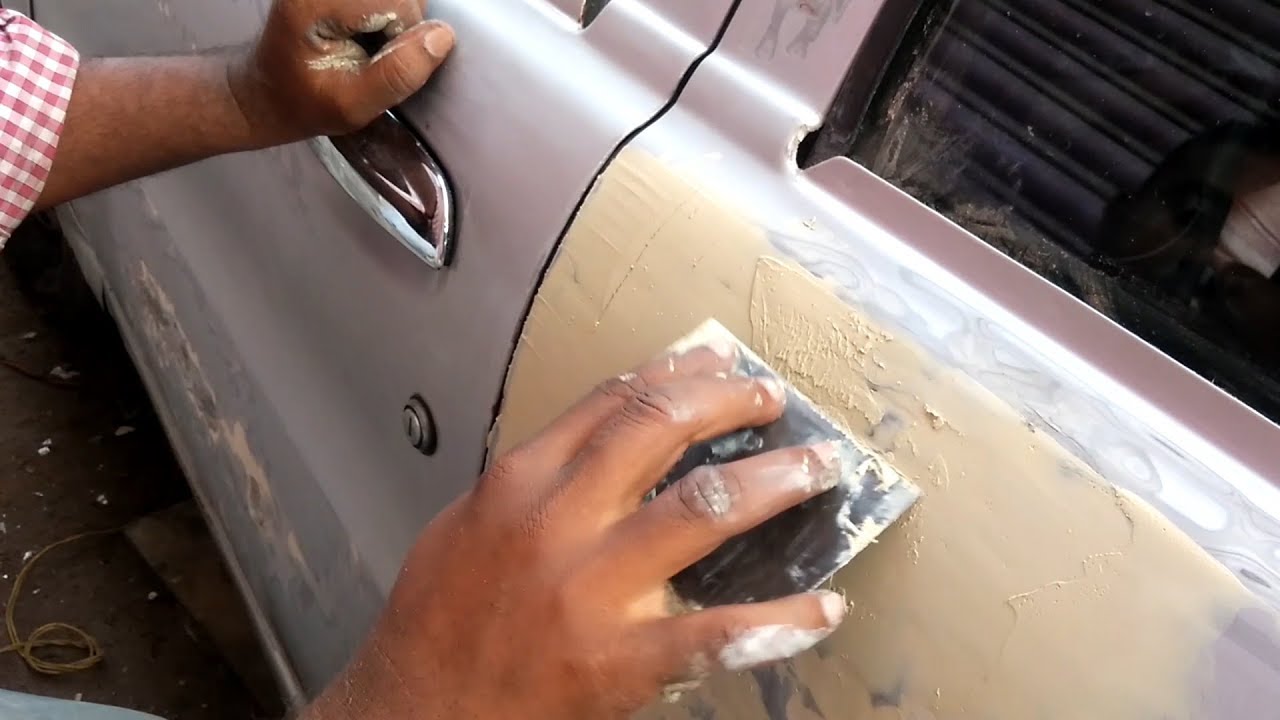 How to Repair a Scratch on a Car with Putty, Putty on Car, Applying Putty