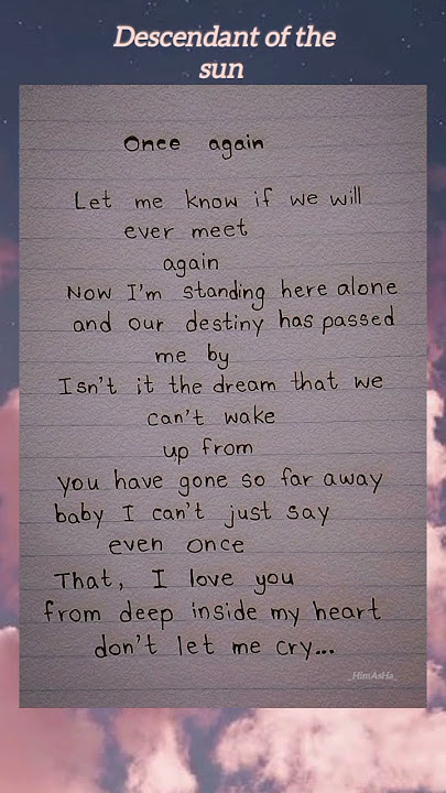 Once Again 🎼🎶 English version (lyrics) - Descendant of the sun // #onceagainenglishversion #shorts