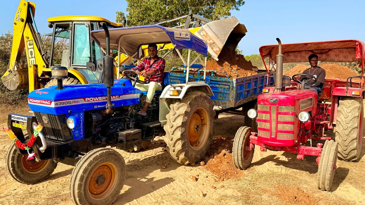JCB 3dx Loading Mud in Mahindra 275 Powertrac 434 Tractor | Jcb video | Tractor Video #jcb #tractor