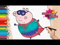 Dibuja y Colorea a Papá Pig Superheroe 🎨 Dibujos faciles