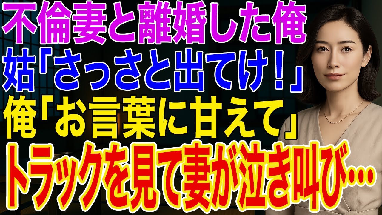 【修羅場】浮気妻と離婚した俺。姑「さっさと出てけ！」俺「ではお言葉に甘えて」➡トラックに乗り込む俺を見て妻が泣き叫び