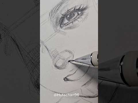 Sketching a girl's face with a bright smile #shorts