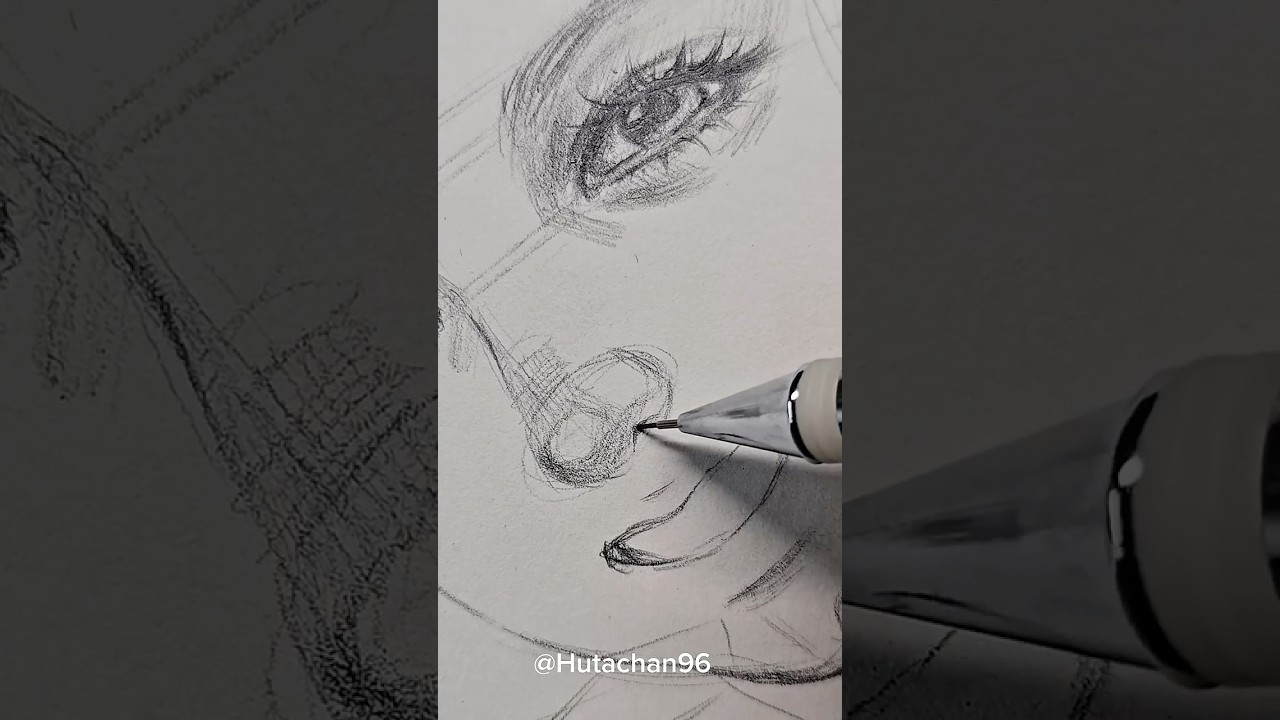 Sketching a girl's face with a bright smile 