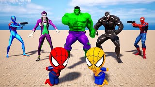 Team 5 Spider Man Vs Bad Guy Joker! Challenge Rescue 2 Baby Spider Man from Team Bad Guy Joker