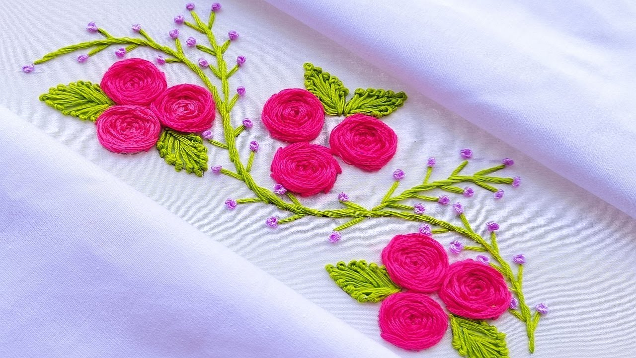 Easy Flower Border Design Using Embroidery Hack Hand Embroidery Work