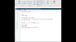 Draw a rectangle manually in MATLAB #matlab #rectangle 