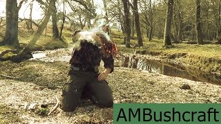 Bow Drill by a stream, Bushcraft and Char wood fire practice