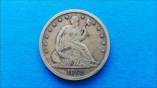 1862 -S Die Crack reverse LIBERTY SEATED HALF DOLLAR