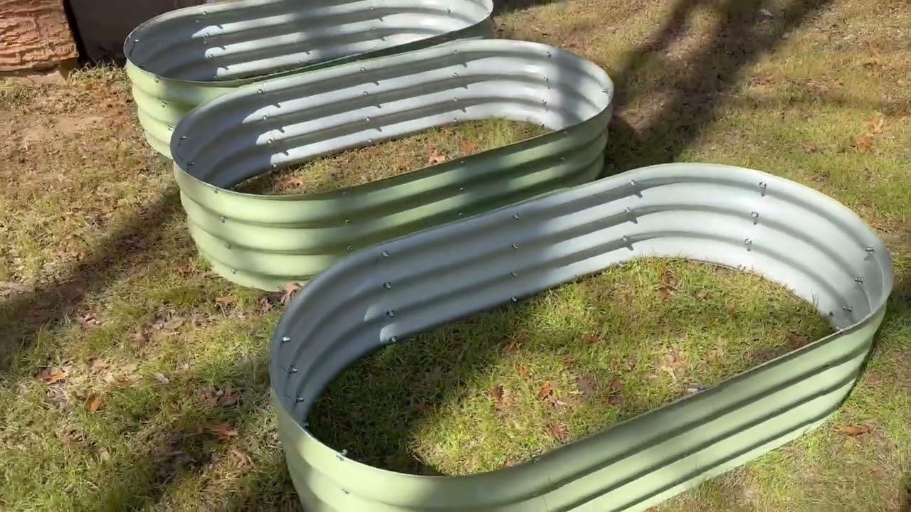 Kesfitt Raised Garden Bed Kit,Outdoor Galvanized Planter Raised Boxes, Adorable trendy green raised