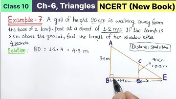 Class 10th Chapter 6 Triangles Example 7 Maths New NCERT CBSE Syllabus | A girl of height 90 cm is 