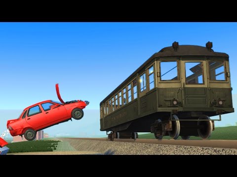 СМОЖЕТ ЛИ МАШИНА ПЕРЕЛЕТЕТЬ ПОЕЗД? в BeamNG Drive