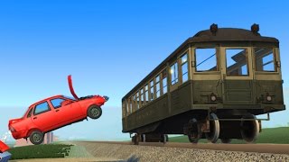 СМОЖЕТ ЛИ МАШИНА ПЕРЕЛЕТЕТЬ ПОЕЗД? в BeamNG Drive