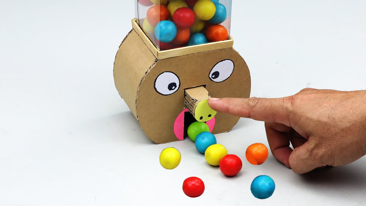 How to Make Candy Gumball Dispenser Machine out of Cardboard - YouTube