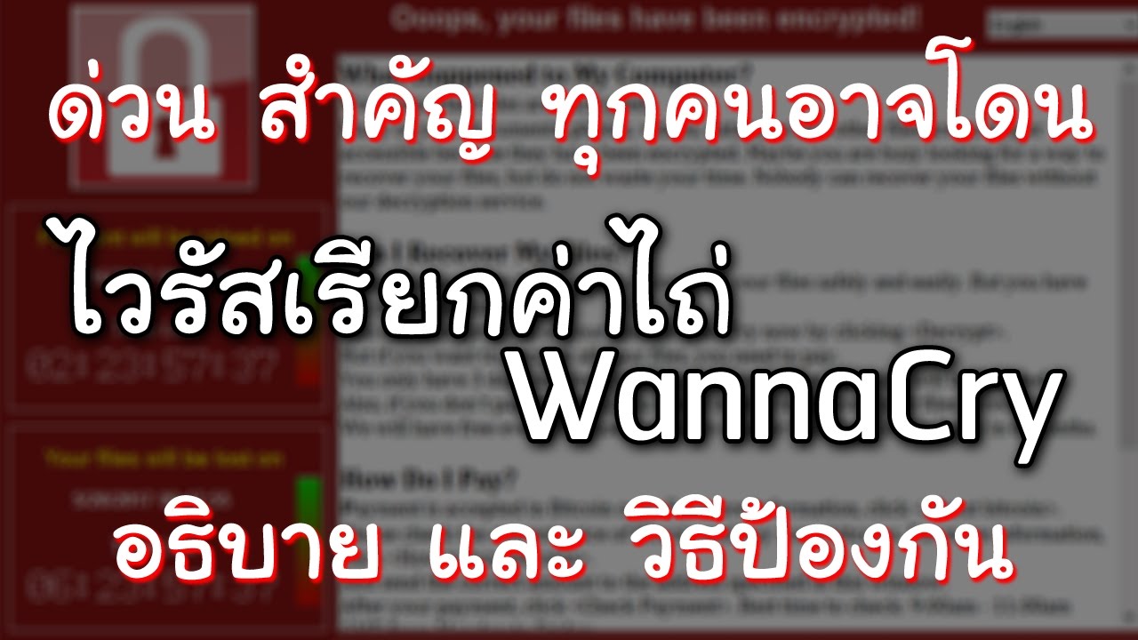 วิธีป้องกันไวรัส wanna cry  Update  ไวรัสเรียกค่าไถ่ 2017 WannaCry อธิบาย และวิธีป้องกัน