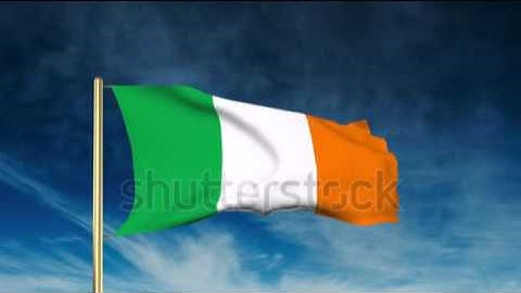 Ireland flag slider style. Waving in the wind with cloud background animation Stock video by
