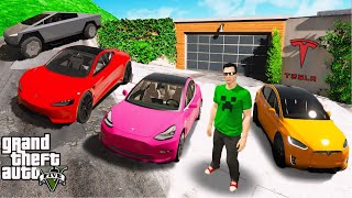 ကျွန်တော် Tesla လျှပ်စစ်ကားတွေကိုခိုးခဲ့တယ်!!! | I Stole Every Tesla From Dealership in GTA 5