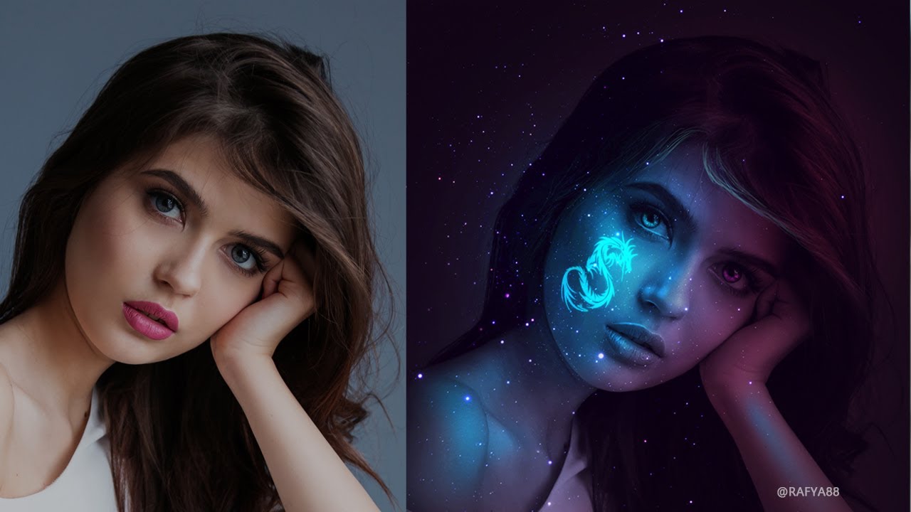 Tattoo Glow  in the Dark  Portrait Effect Photoshop Tutorial 