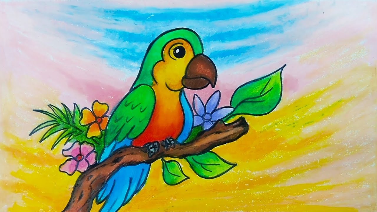 Рисуем попугая || Как рисовать и раскрашивать птиц