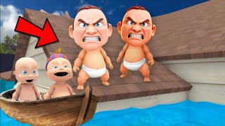 "ANGRY DADDY 😡 ON THE ROOFTOP .... TWO BABY'S IN DANGER BOAT RESCUE" screenshot 5