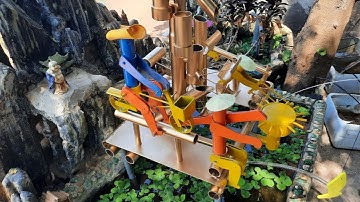 tiểu cảnh ống nhựa thác nước đẹp quá mẫu 4 người #tiểucảnhốngnhựabamboo