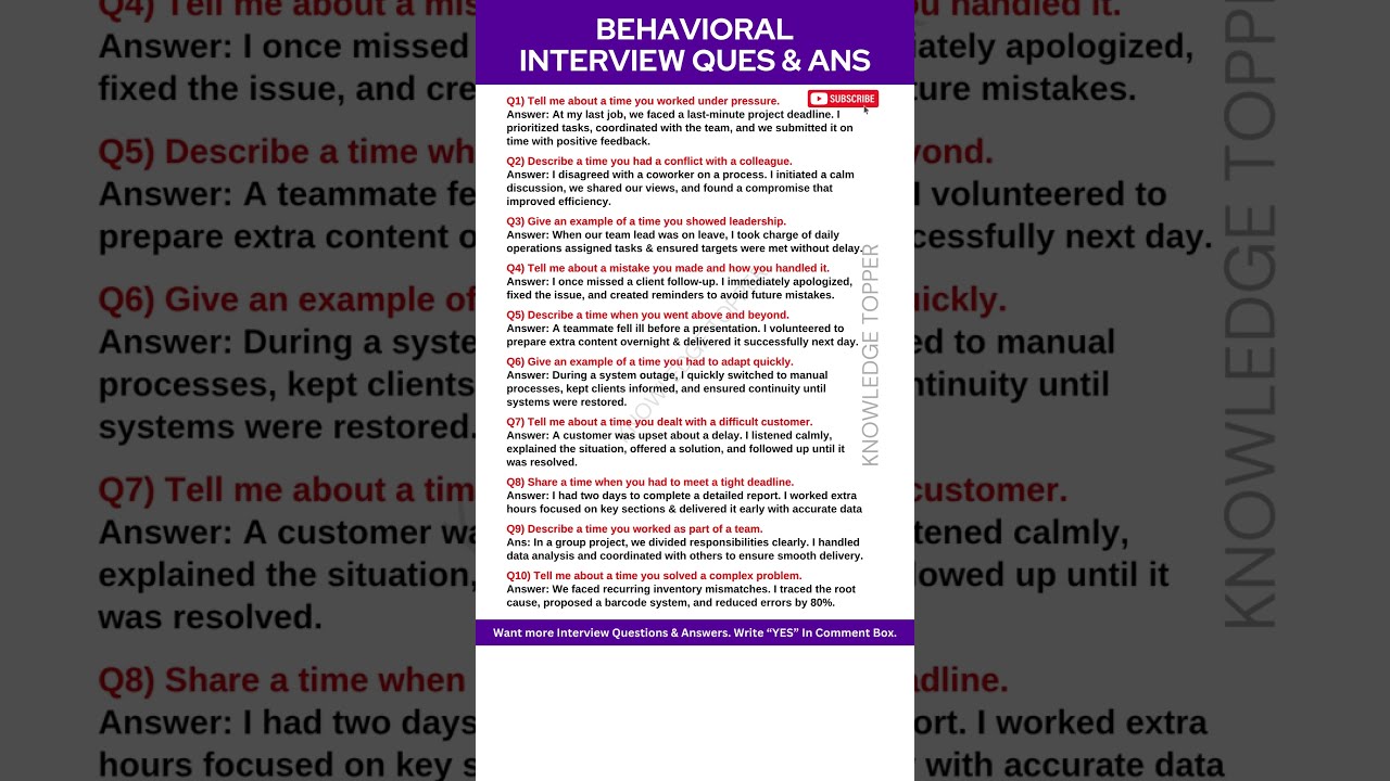7 Behavioral Interview Questions And Answers