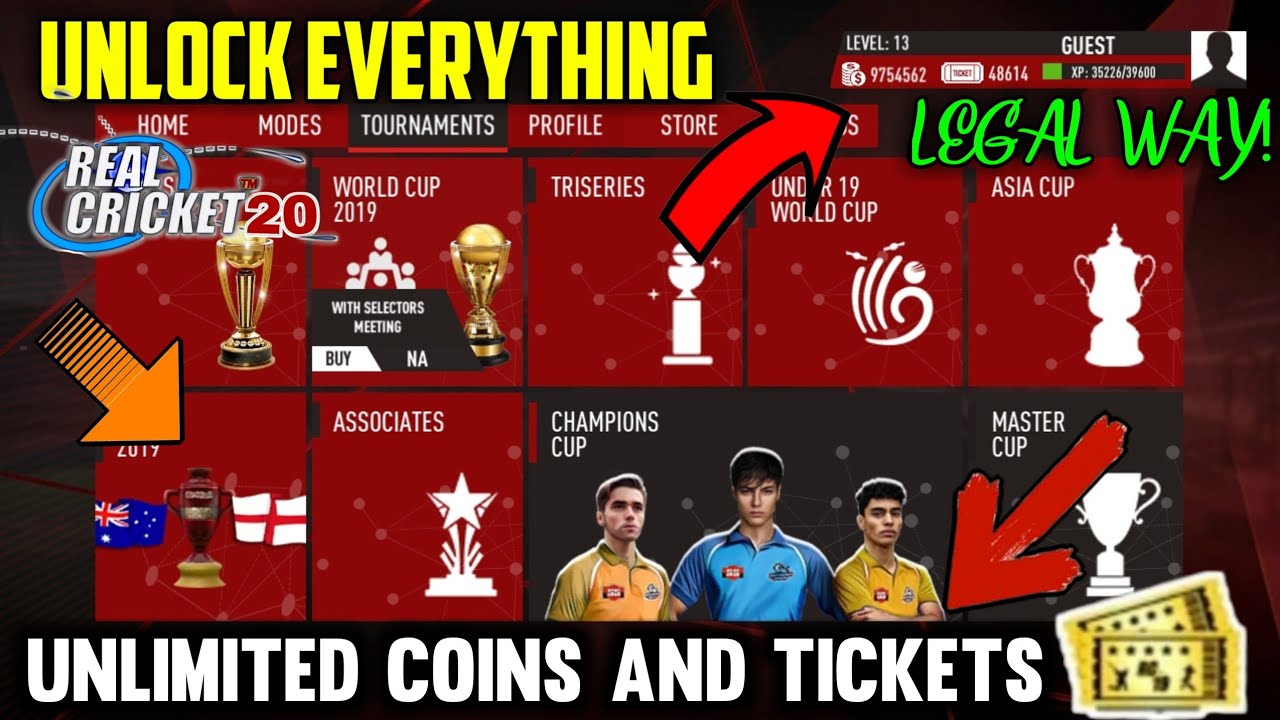 Real Cricket 20 Unlimited Coins & Tickets Unlock Everything V.3.8 Trick ...