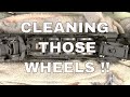 Cleaning the wheels on a O scale locomotive