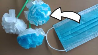 Diy Flower With Face Mask Easy Trick With Face Maskflower Craft Idea