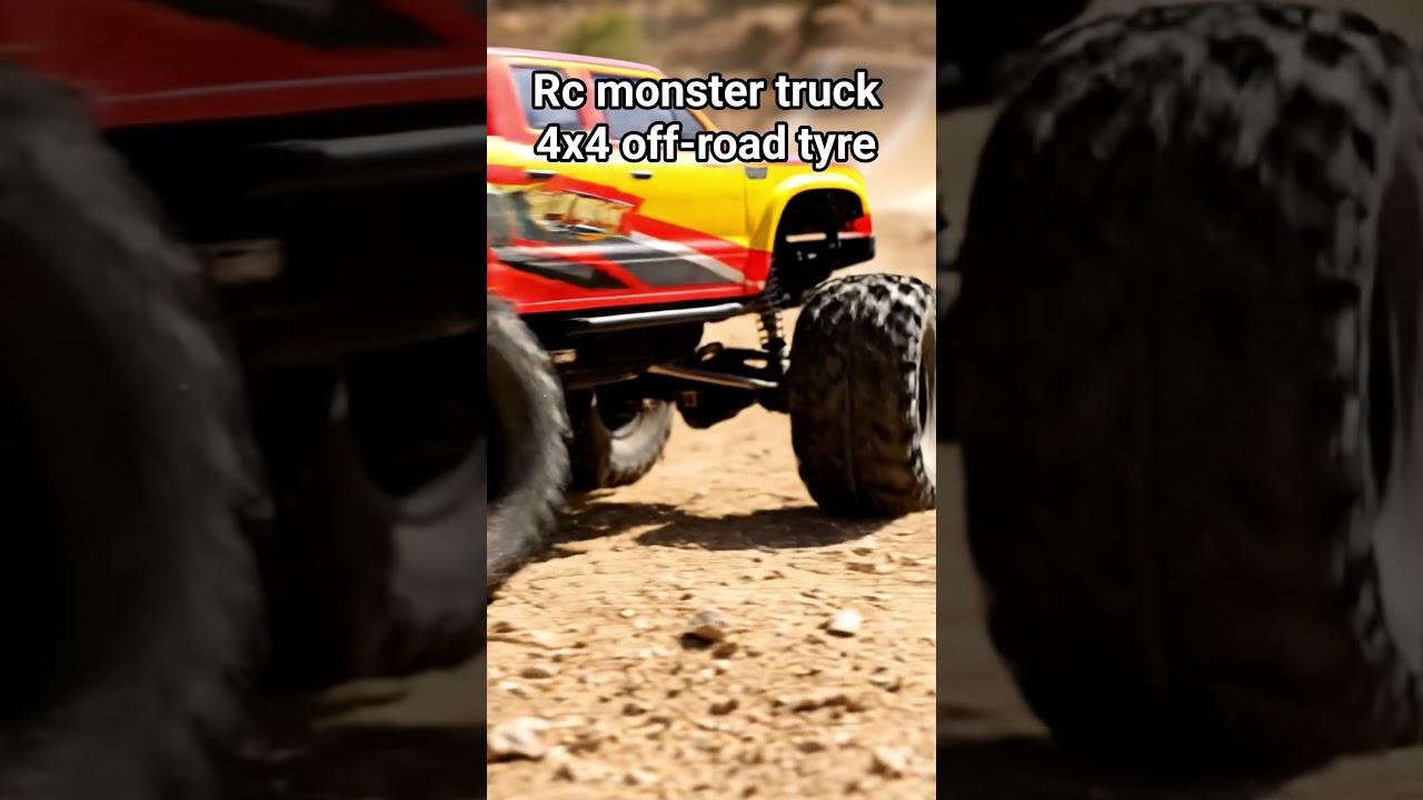 Rc monster truck 4x4 off-road tyre in ai video 