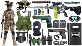 Special police weapon toy set unboxing, M146 automatic rifle, sniper rifle, submachine gun, bomb