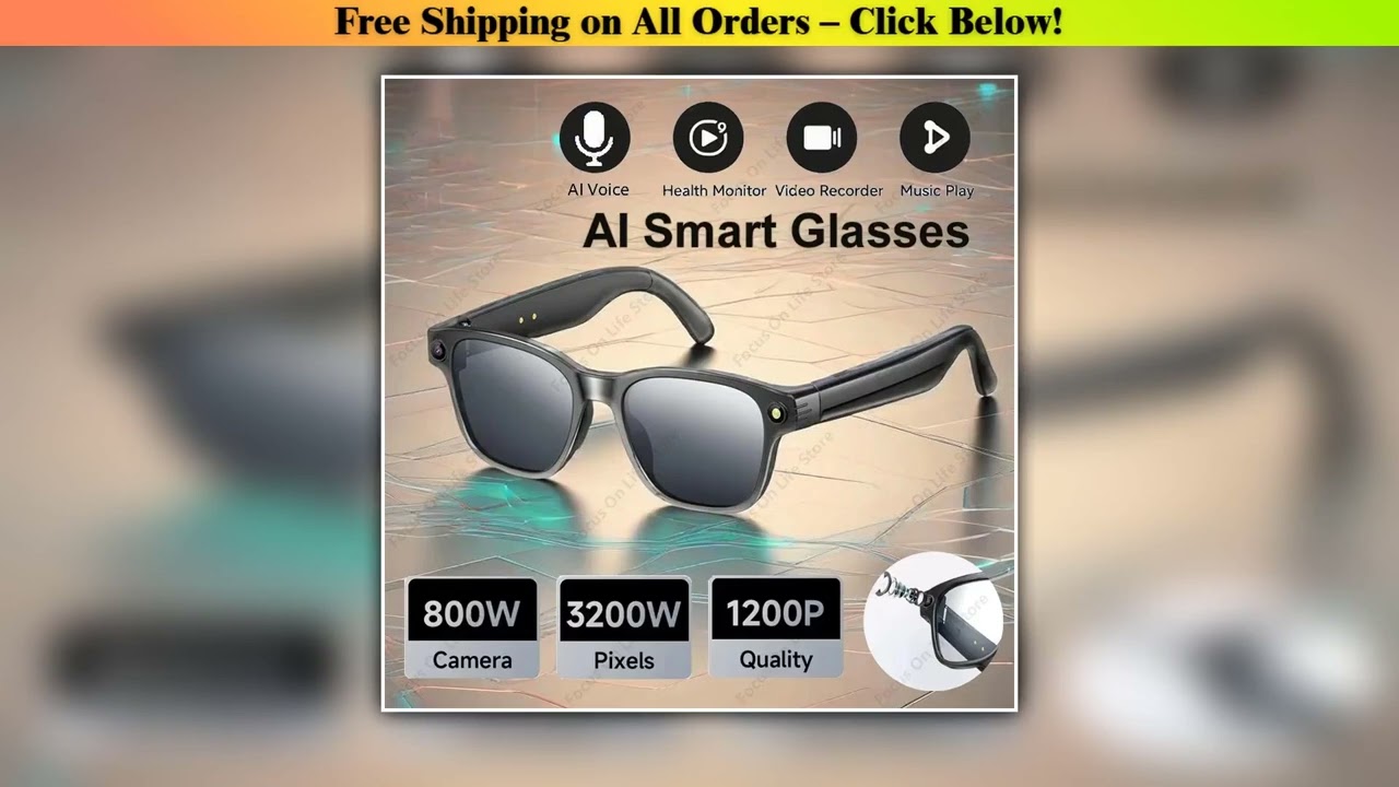 AI Smart Glasses 8 Million Camera Bluetooth Sunglasses Shoot Audio Call Video Music Player Multifun