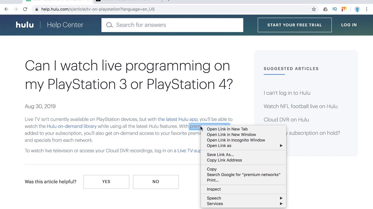 HULU LIVE TV PS4 is it available? - YouTube