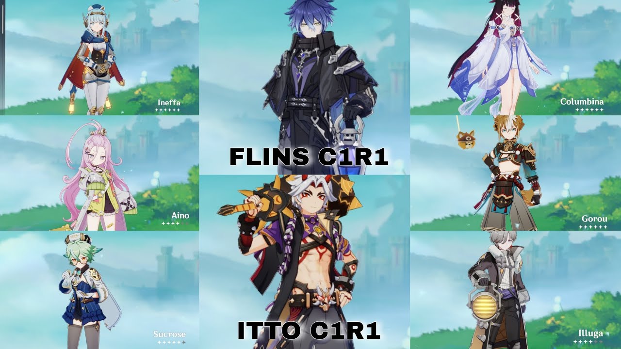 Flins C1R1  x Itto C1R1 | 6.3 Spiral Abyss Floor 12 9 Stars | Genshin Impact (Mobile)