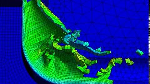 Ansys Workbench explicit dynamics cutting of AlSi 1045 with semi circle chip step example 19