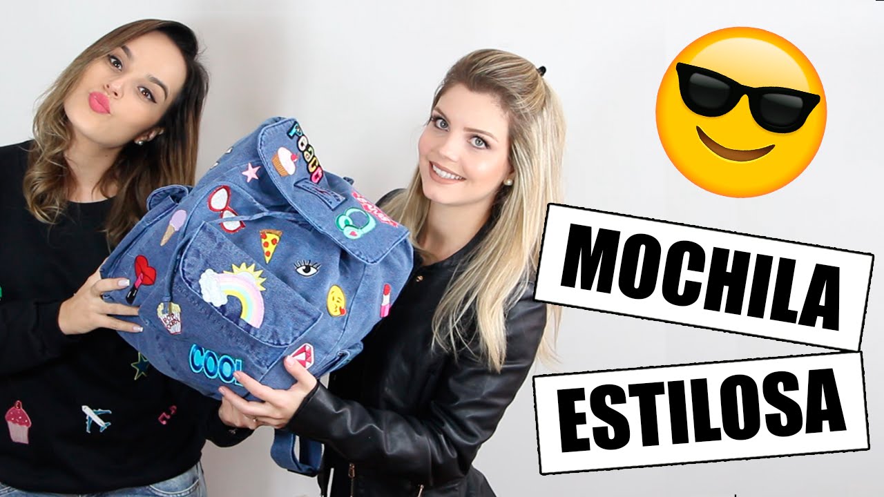 mochila jeans com patches