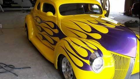 1940 ford coupe with purple pearl flames