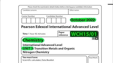 A level | Chemistry | Unit 5 | October 2022 | Edexcel