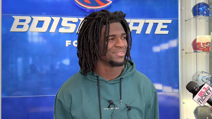 Boise State safety JL Skinner talks with the media...