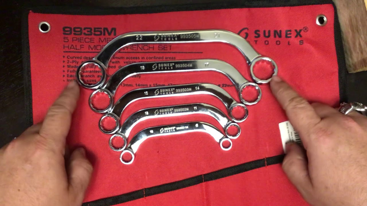 New SUNEX HALF MOON 12 Point Double Boxed End Metric Wrench Set #9935M Tool  Review