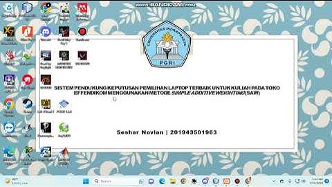 Demo Program Aplikasi Tugas Akhir | SPK Pemilihan Laptop Terbaik SAW | Seshar Novian | 201943501963