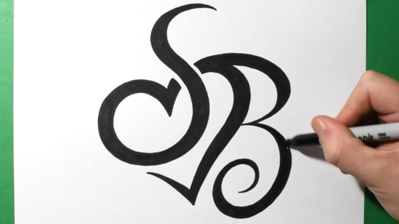 Combining Letters S and B with a Heart - YouTube