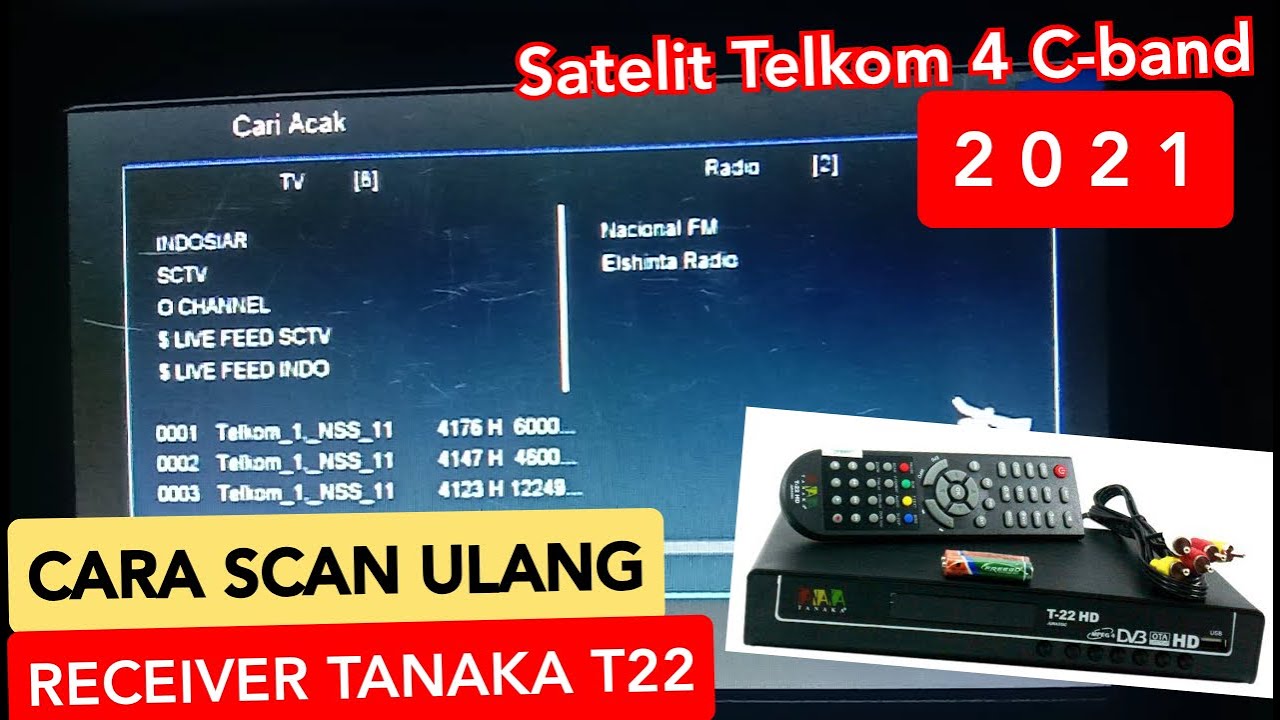 Cara scan siaran Satelit TELKOM 4 di Receiver TANAKA T22 JURASIC METAL