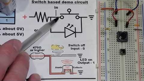 Electronics schematics to breadboard 4 tactile pushbutton switch NOT gate by electronzap