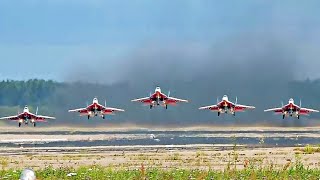 MiG-29 I saw this only once - the simultaneous takeoff of five aircraft.