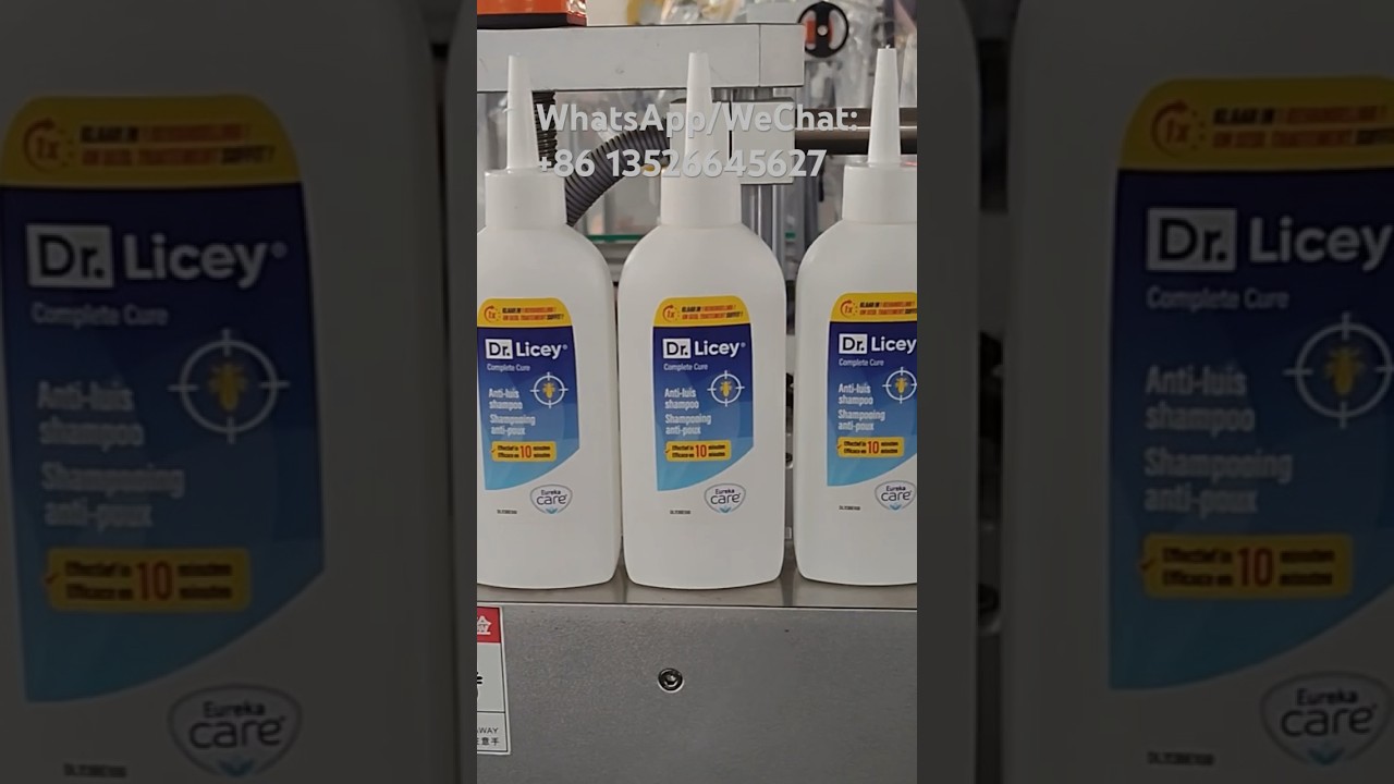 Flat Shampoo Bottle Front Back Sides Labeling Machine @labelingmachine1718