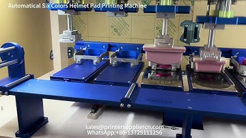 Automatic Six Color Helmet Pad Printing Machine, Máquina automática de tampografía para casco