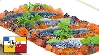 [Recette] Sardines Fraîches marinées, Compotée d'Oignon et Poivron - Chef Christian Peyre