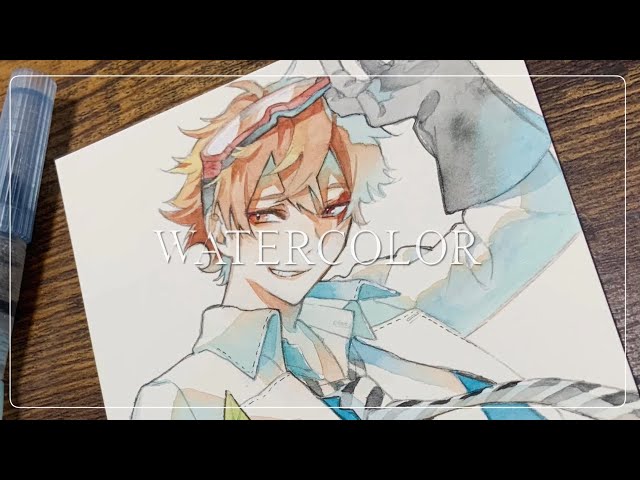 水彩イラスト マレウス描いてみた ツイステ 透明水彩イラストメイキング Watercolor Painting Litetube