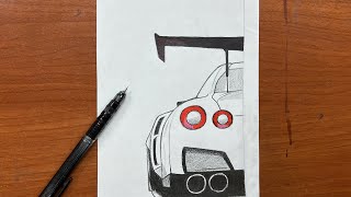 How to draw a super ( GTr ) car step-by-step | Easy to draw