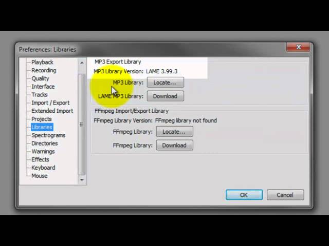 Audacity: Install LAME MP3 Encoder - YouTube